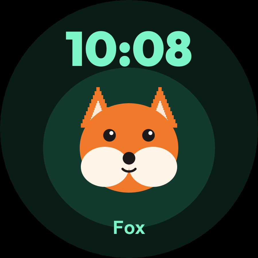 Zoo watch face, Mint theme