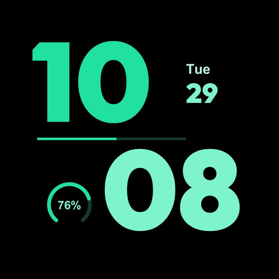 Stack watch face, Mint theme