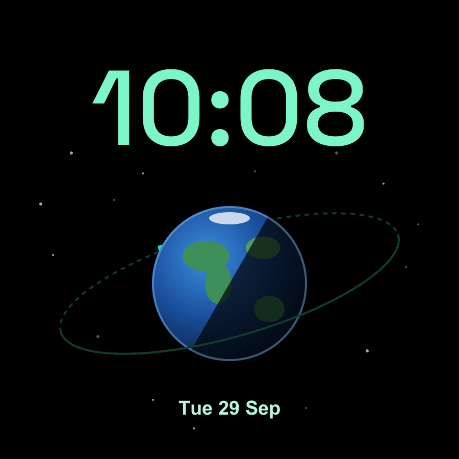 Satellite watch face, Mint theme