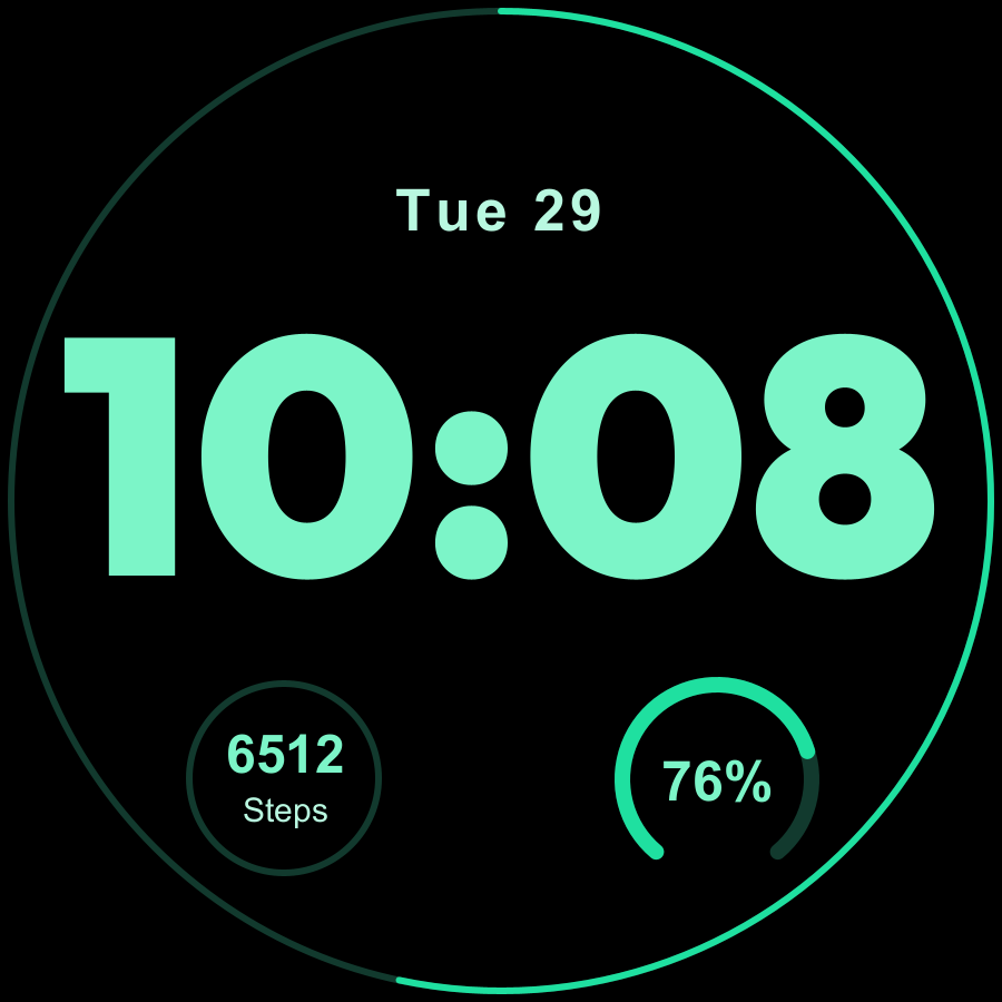 Obsidian Zero watch face, Mint theme
