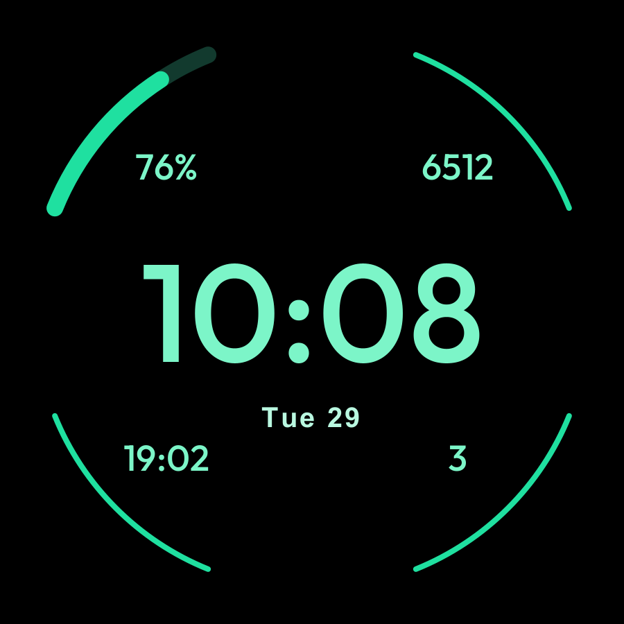 Corners watch face, Mint theme