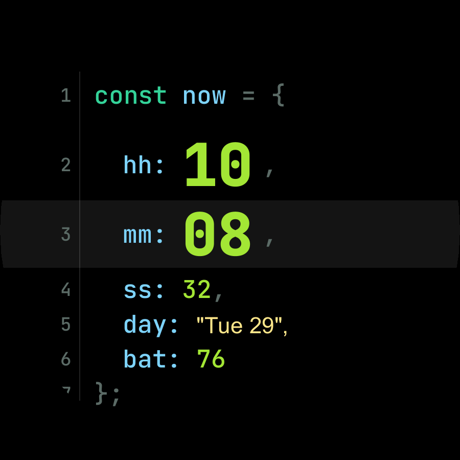 Code watch face, Mint theme