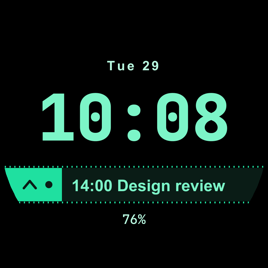 Ticker watch face, Mint theme