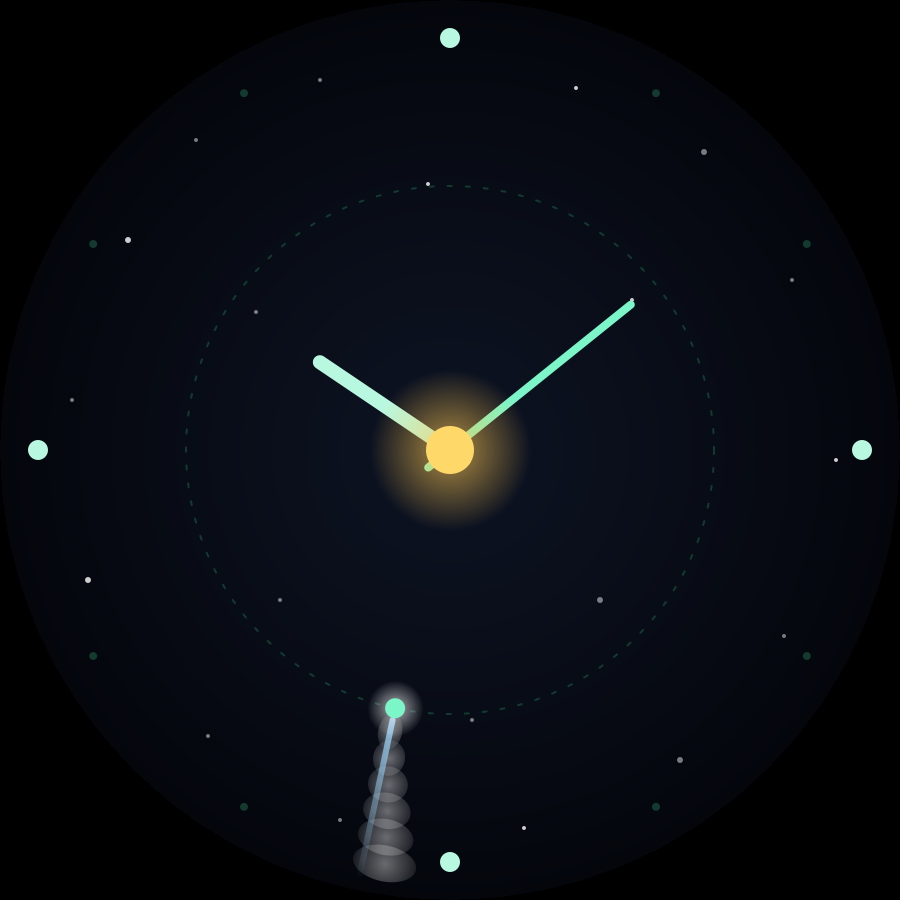 Comet watch face, Mint theme