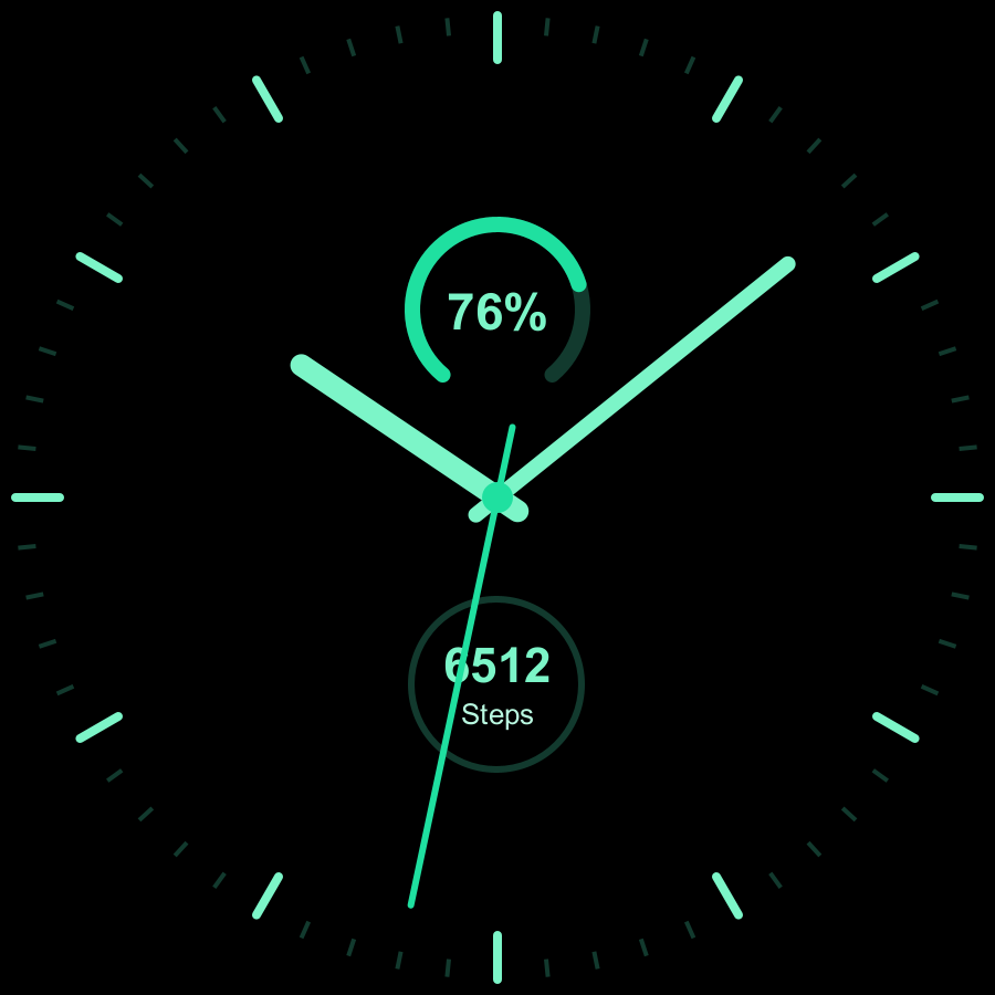 Meridian Lite watch face, Mint theme