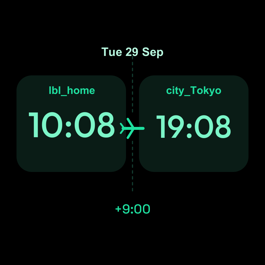 Travel watch face, Mint theme