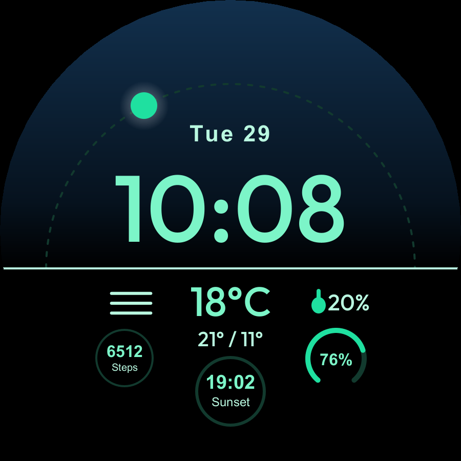 Horizon watch face, Mint theme