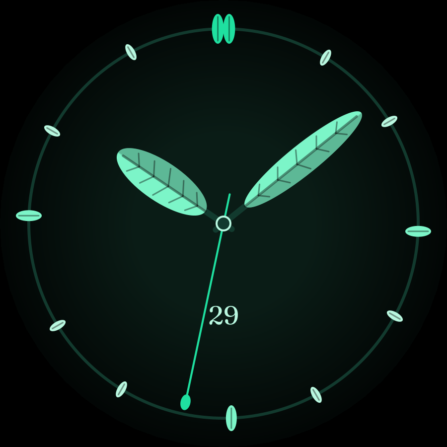 Leaf watch face, Mint theme