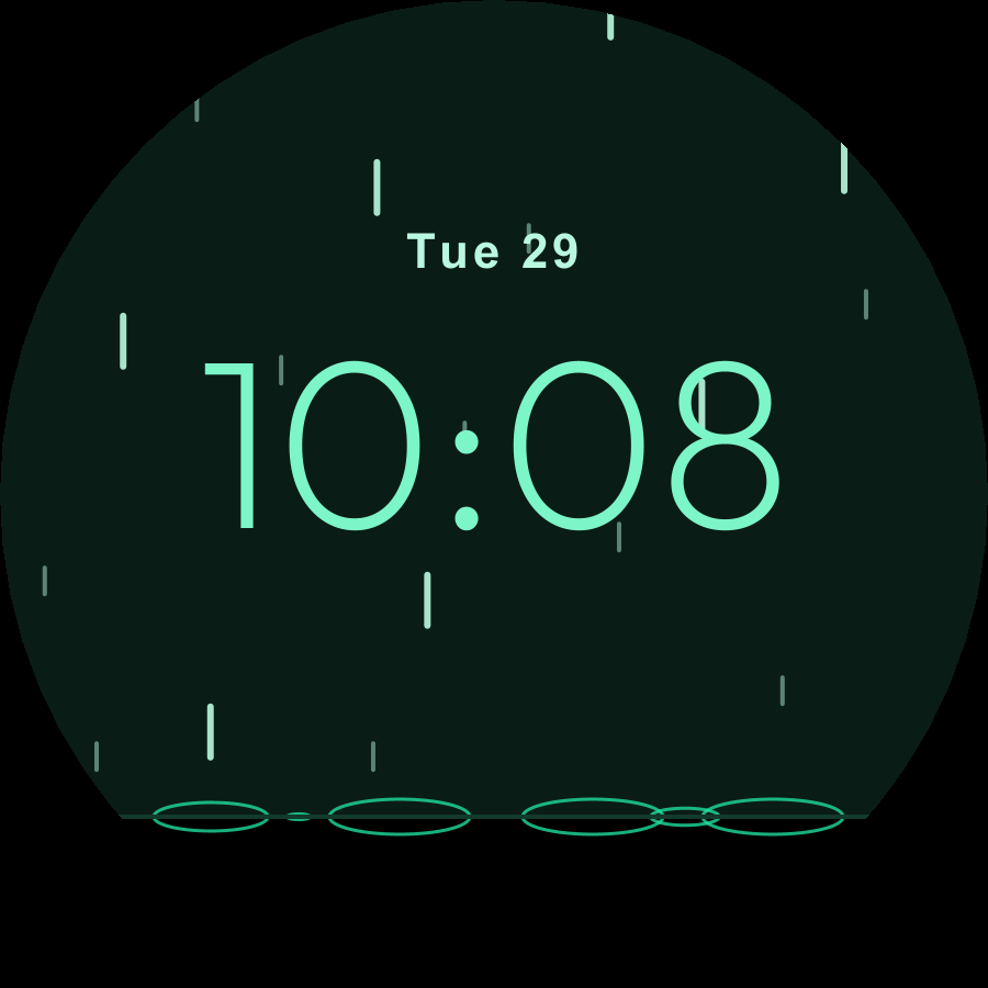 Rain watch face, Mint theme