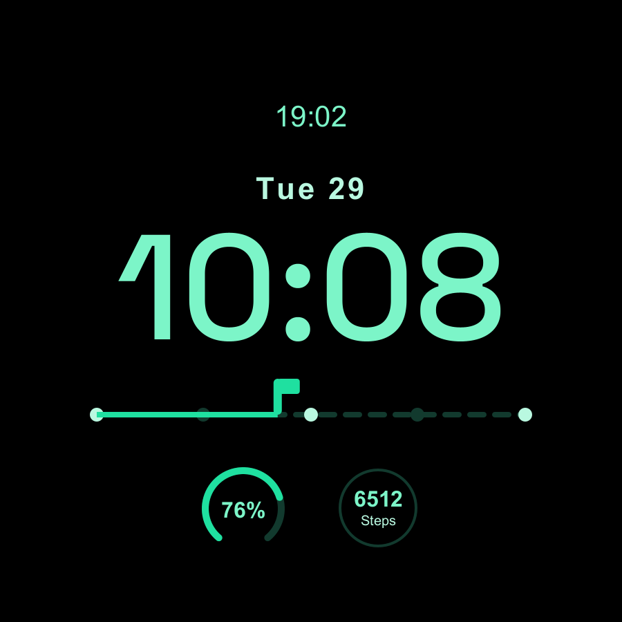 Trail watch face, Mint theme