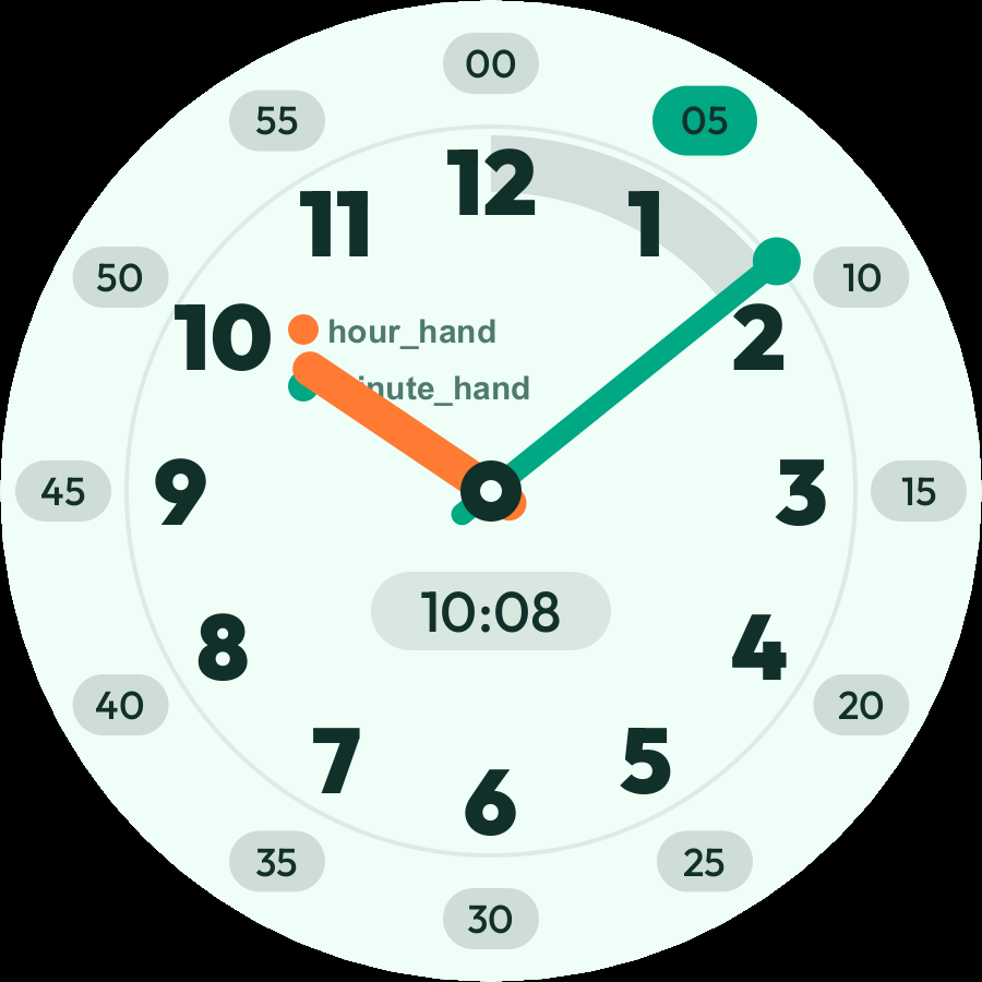 Learn Time watch face, Mint theme