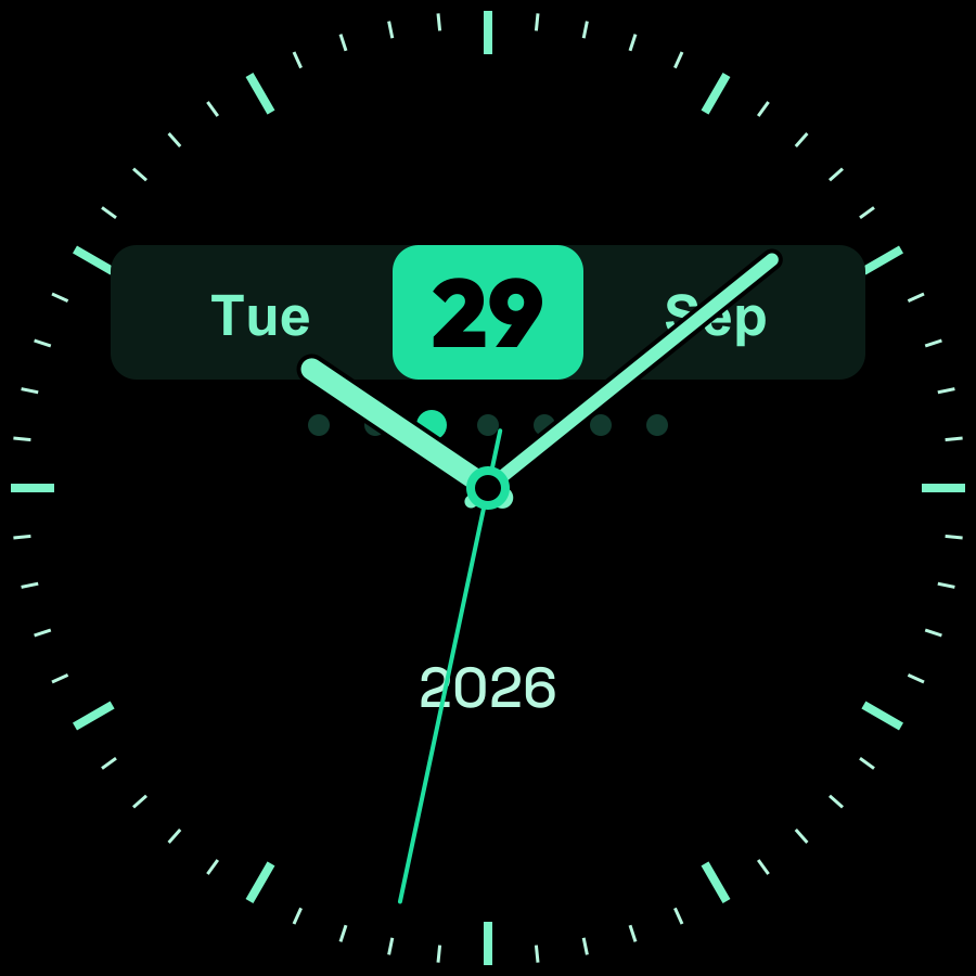 Datum watch face, Mint theme