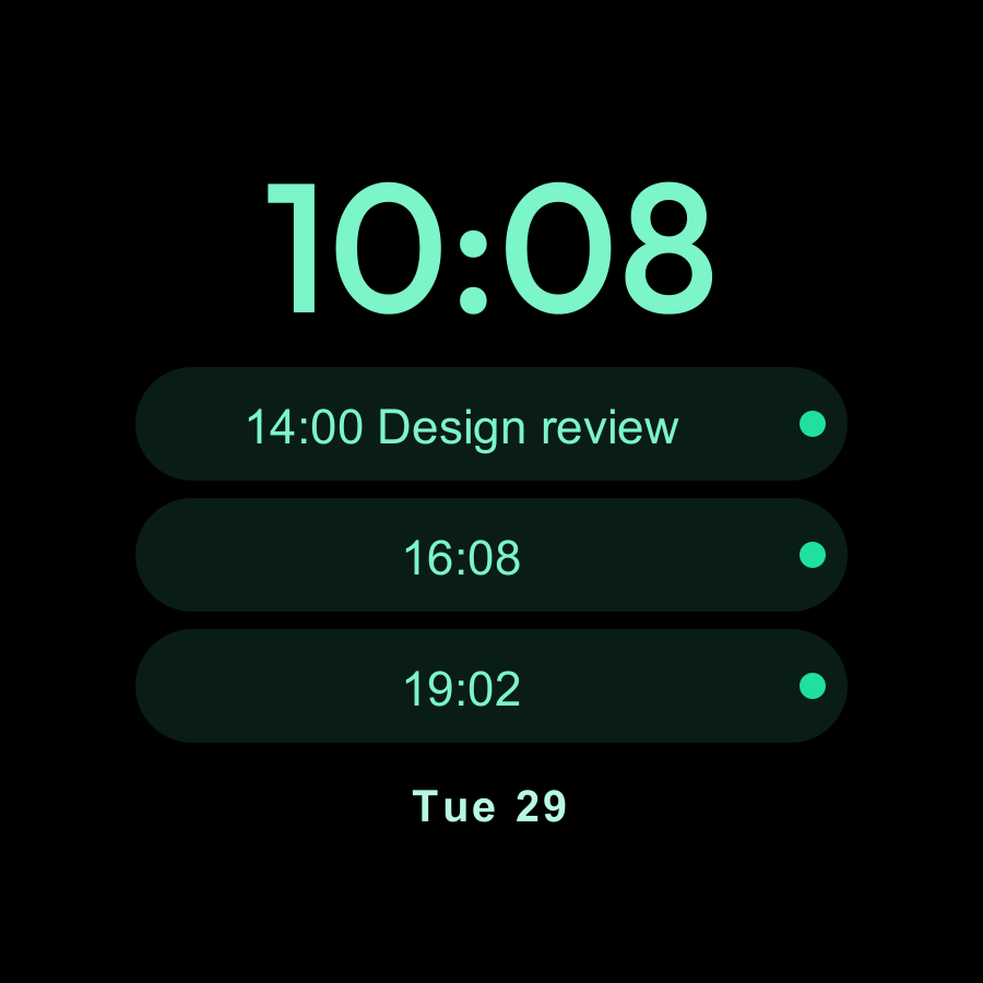 Tri watch face, Mint theme