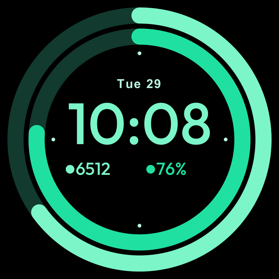 Daily Rings watch face, Mint theme