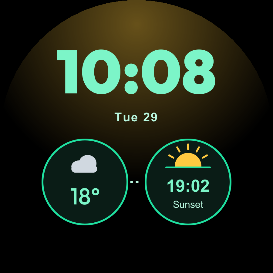 Sunny Day watch face, Mint theme