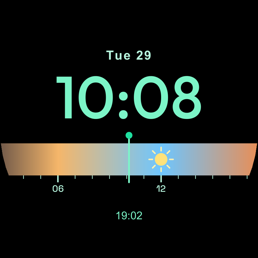 Day Night watch face, Mint theme