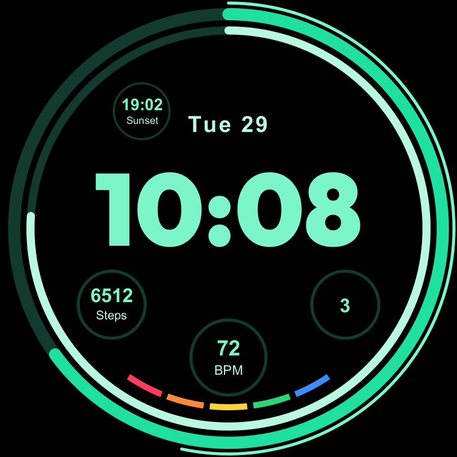 Pulse Pro watch face, Mint theme