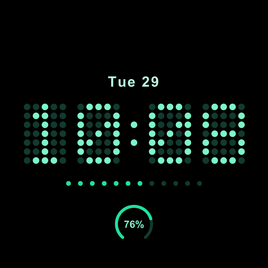 Dot Matrix watch face, Mint theme