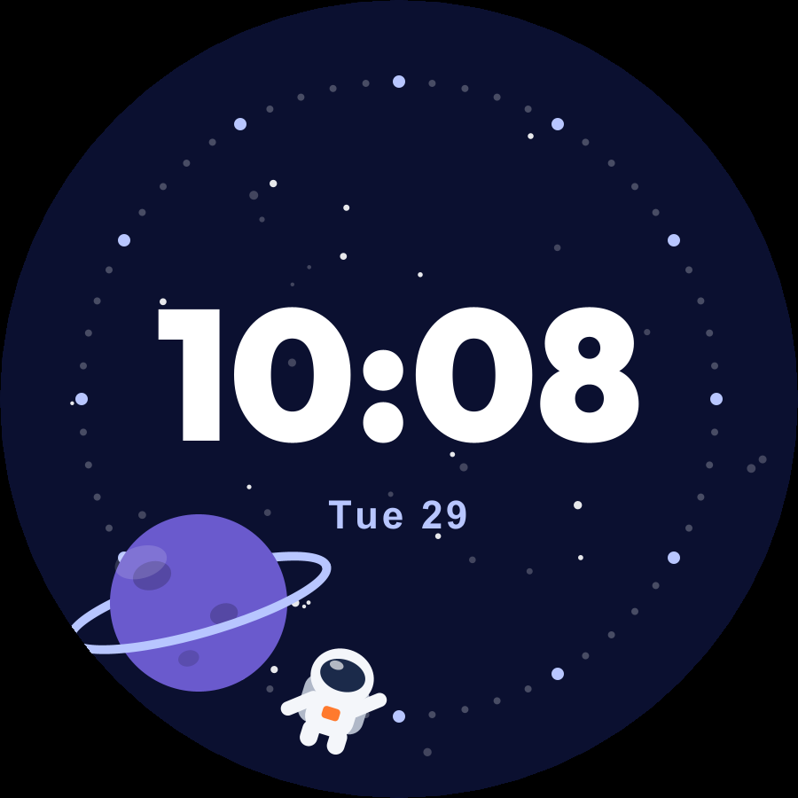 Little Astronaut watch face, Night theme