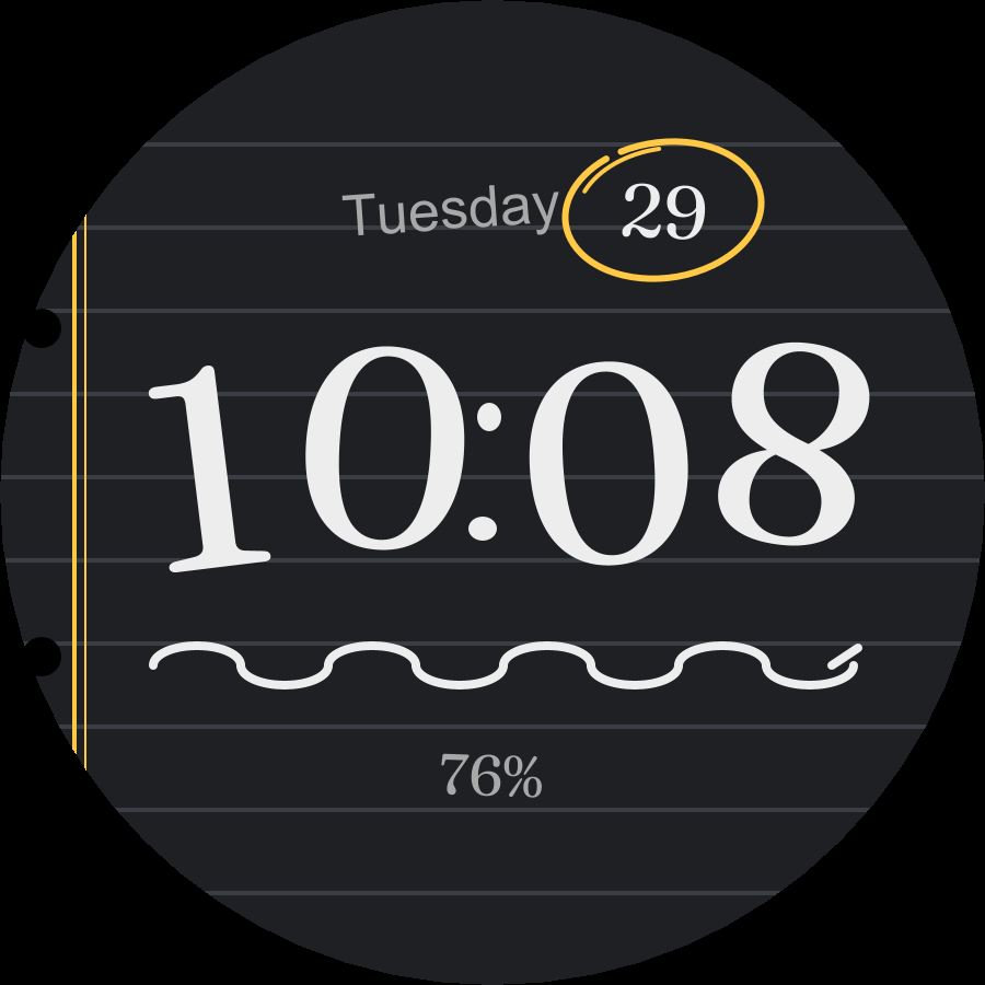 Note watch face, Graphite theme