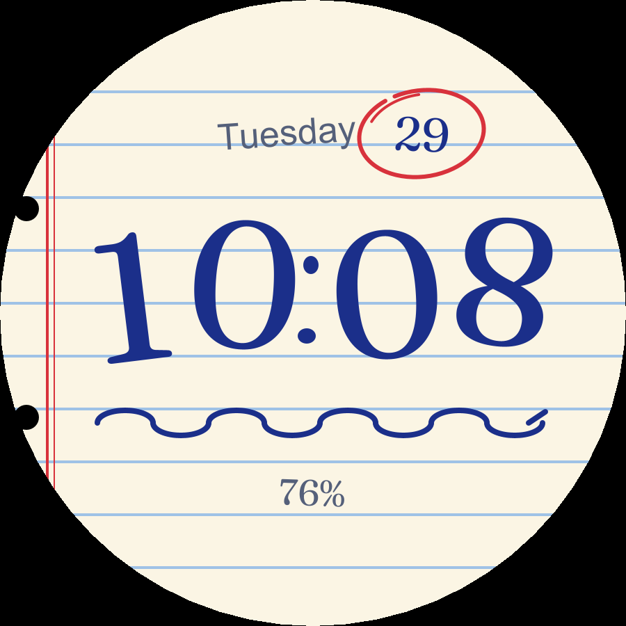 Note watch face, Ivory theme