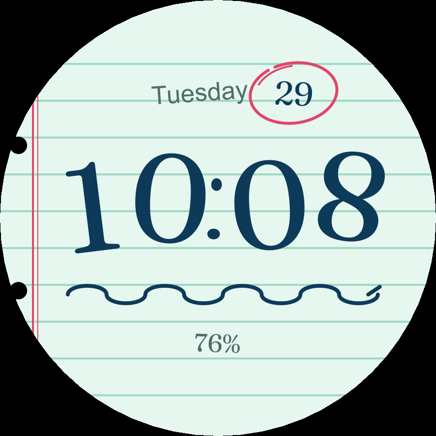 Note watch face, Mint theme