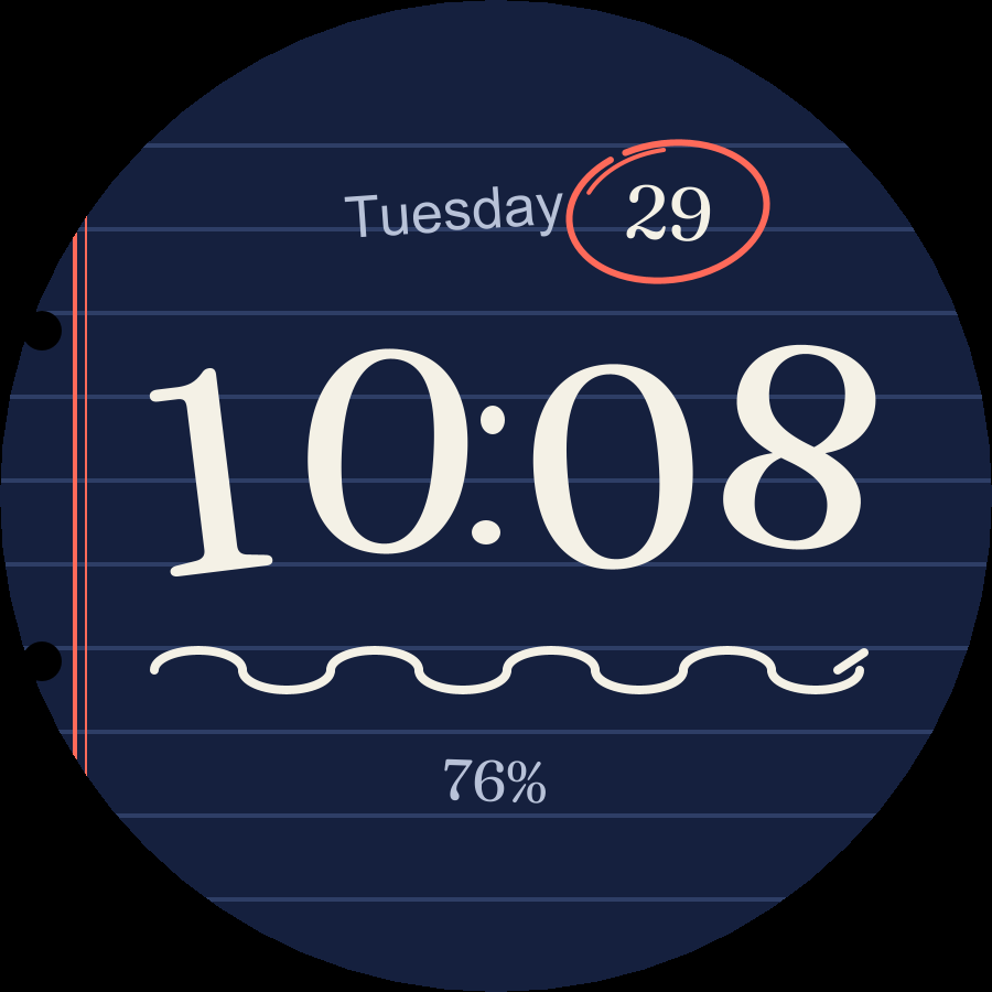 Note watch face, Navy theme