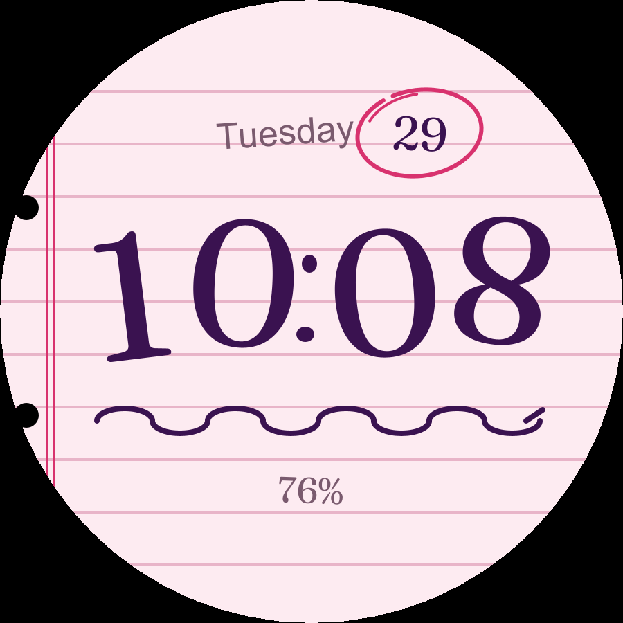 Note watch face, Rose theme