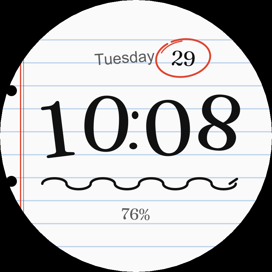 Note watch face, Snow theme