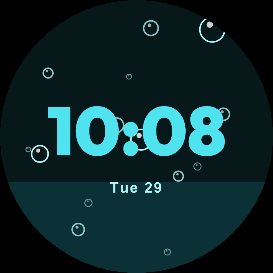 Bubbles watch face, Ocean theme