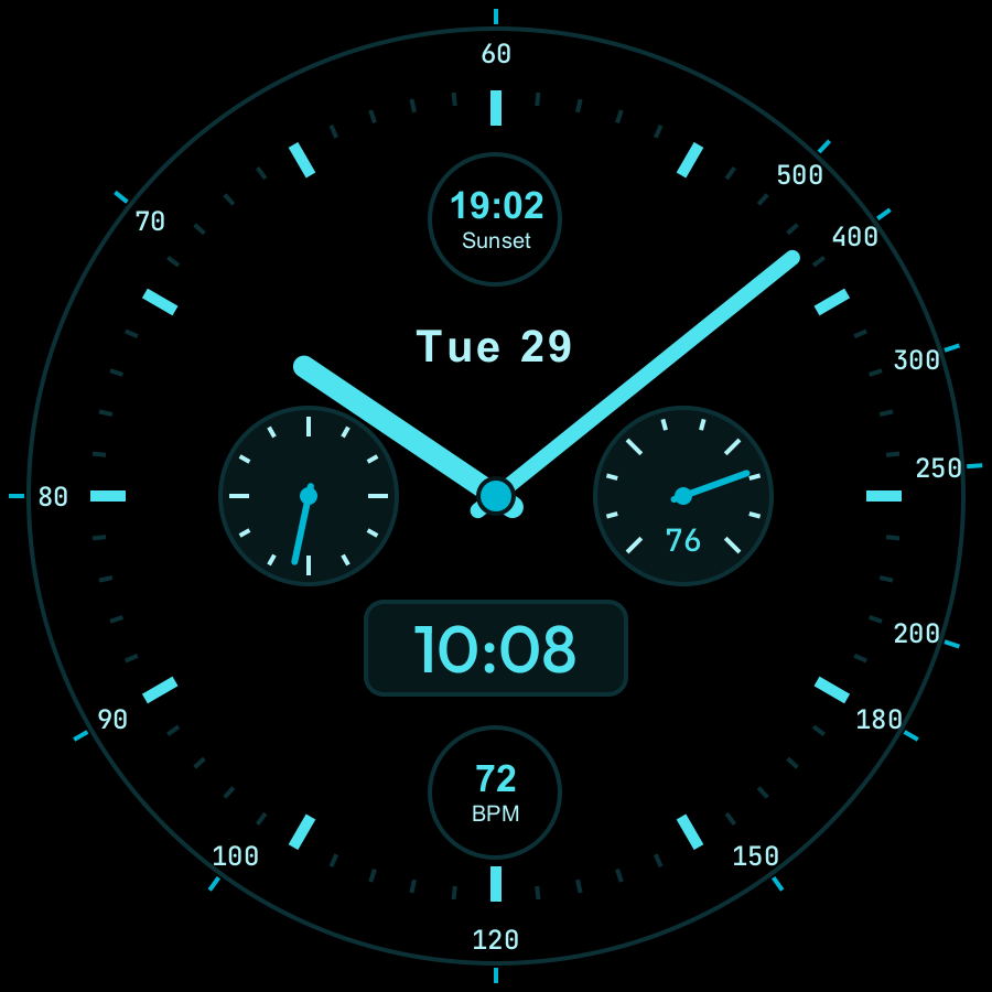 Chrono Hybrid watch face, Ocean theme