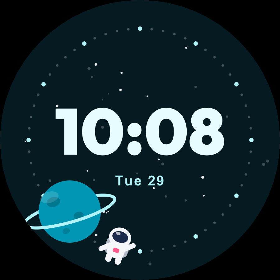 Little Astronaut watch face, Ocean theme