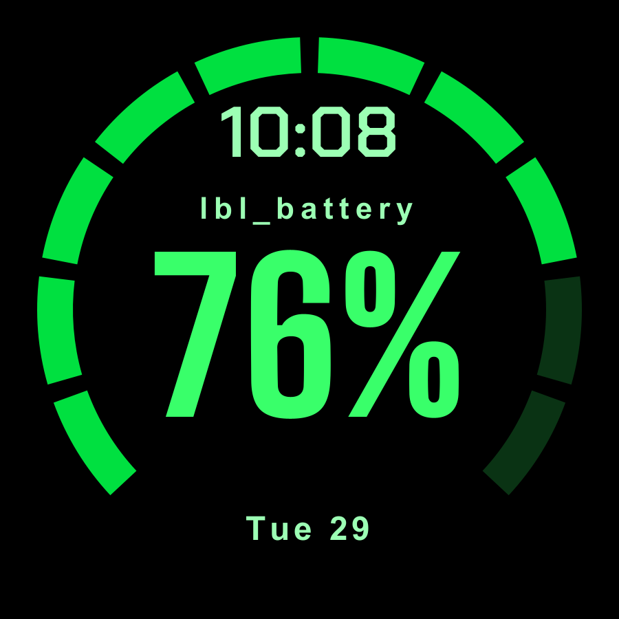 Battery Lab watch face, Phosphor theme