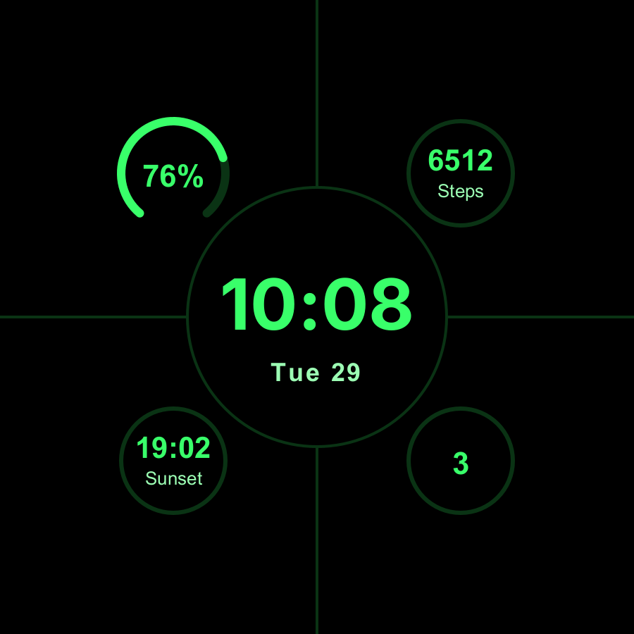 Grid Mono watch face, Phosphor theme
