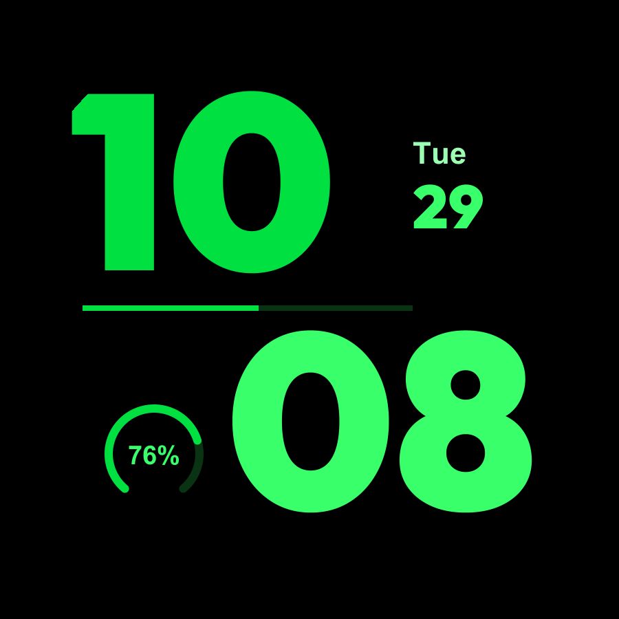 Stack watch face, Phosphor theme