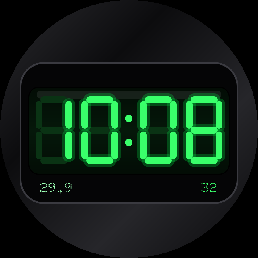 LED Red watch face, Phosphor theme