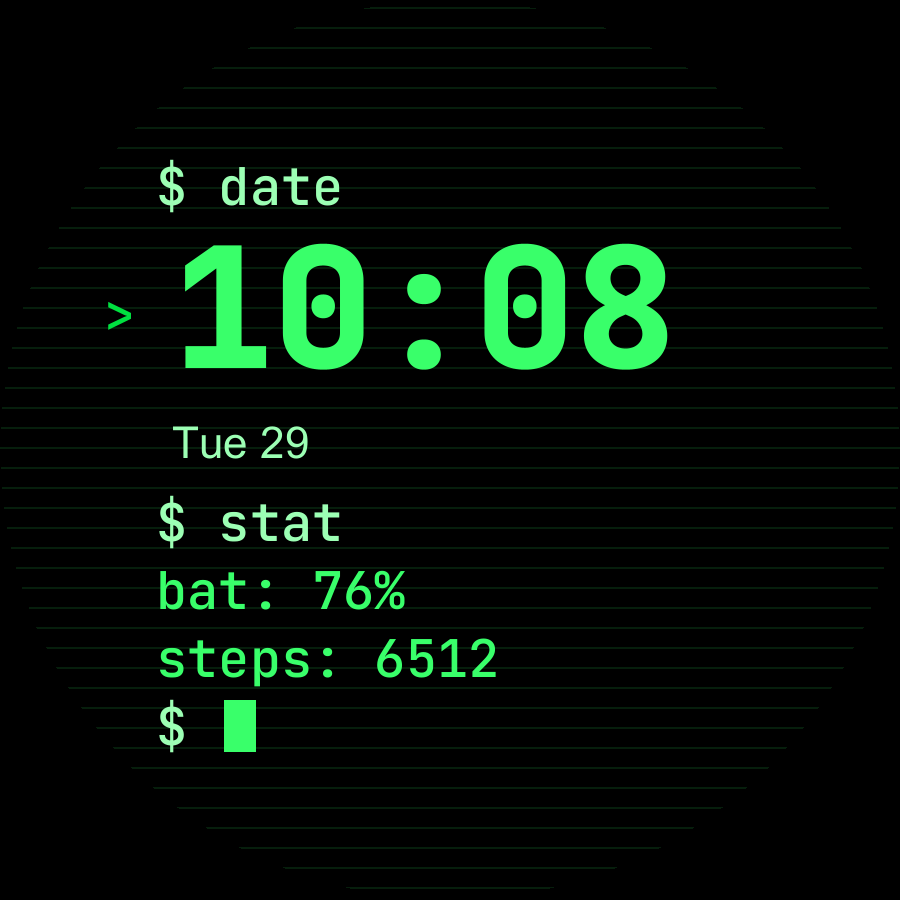 Terminal watch face, Phosphor theme
