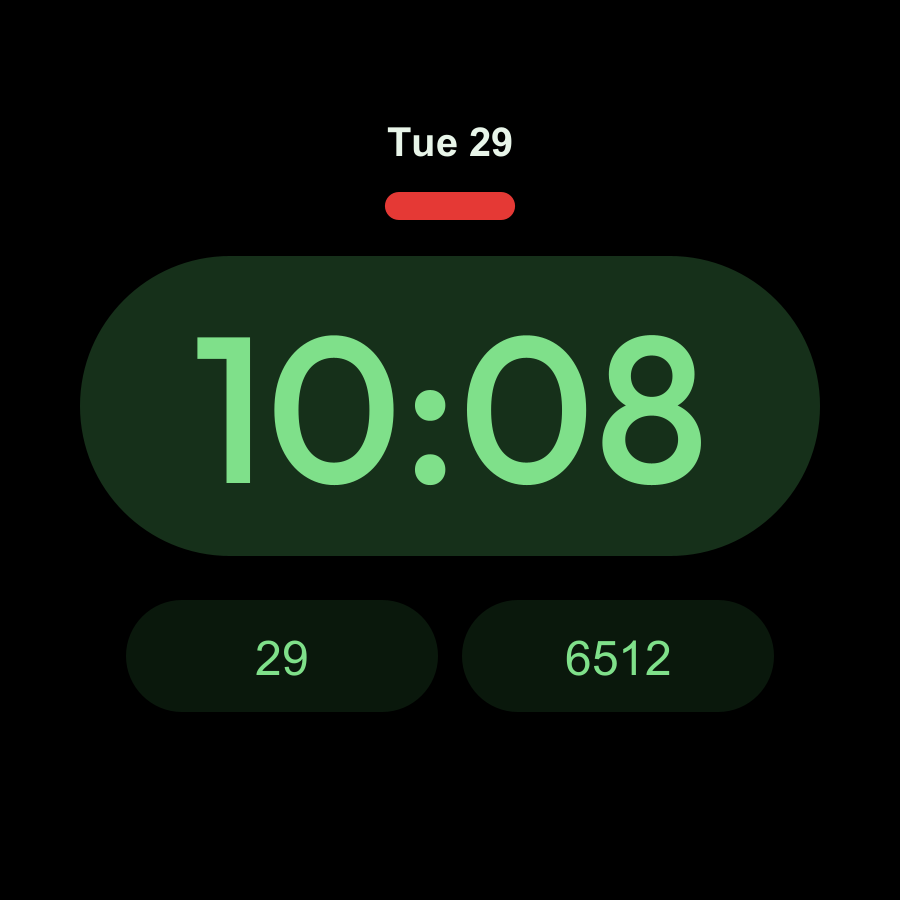 Pill watch face, Pine theme