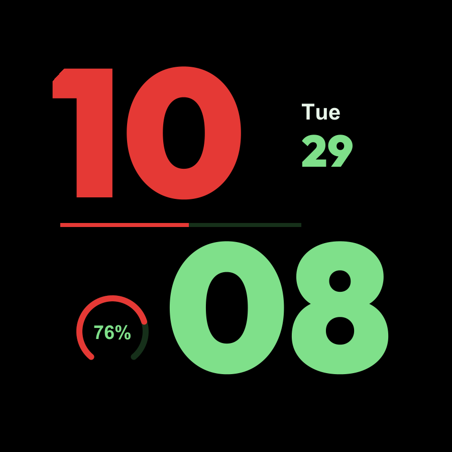 Stack watch face, Pine theme
