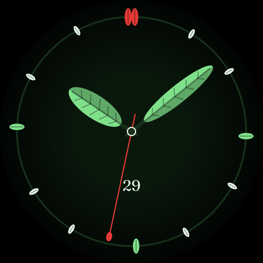 Leaf watch face, Pine theme