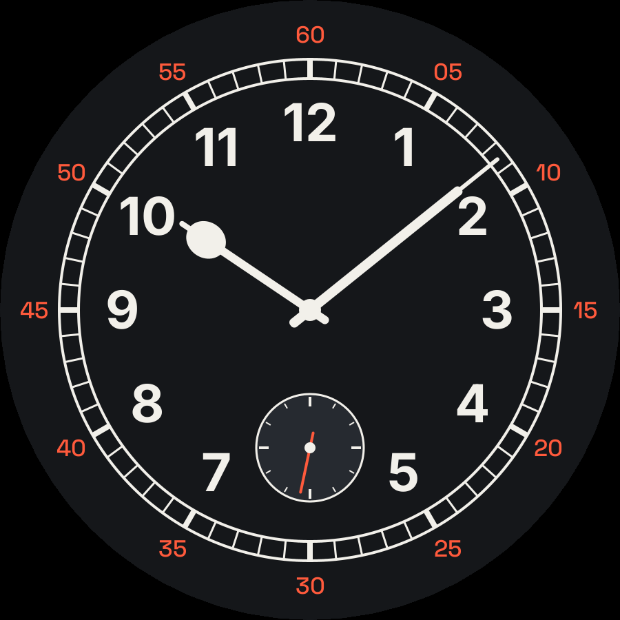 Railway watch face, Graphite theme