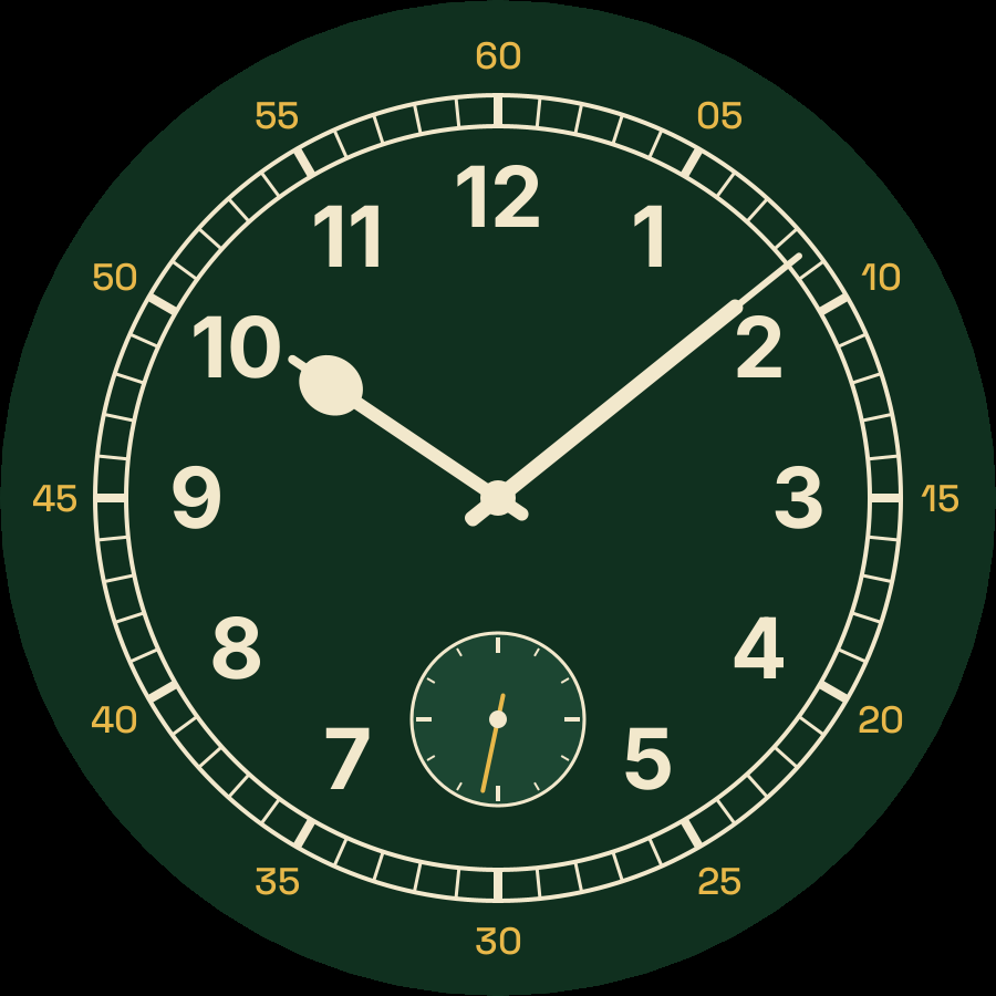 Railway watch face, Racing green theme