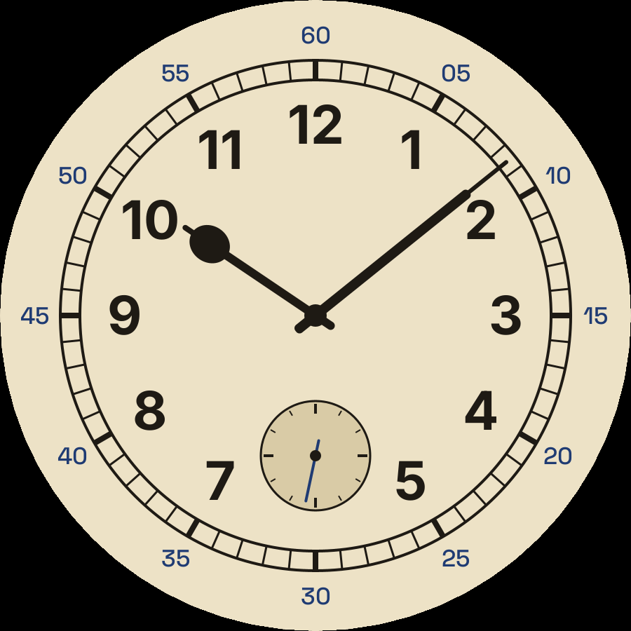 Railway watch face, Ivory theme