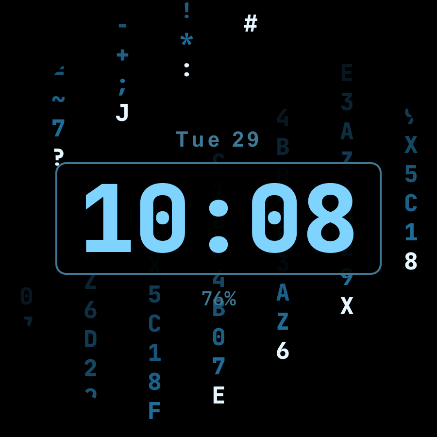 Rain Code watch face, Ice theme