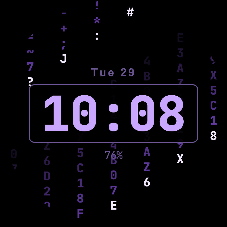 Rain Code watch face, Lilac theme
