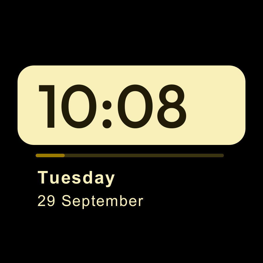 Readable watch face, Yellow theme