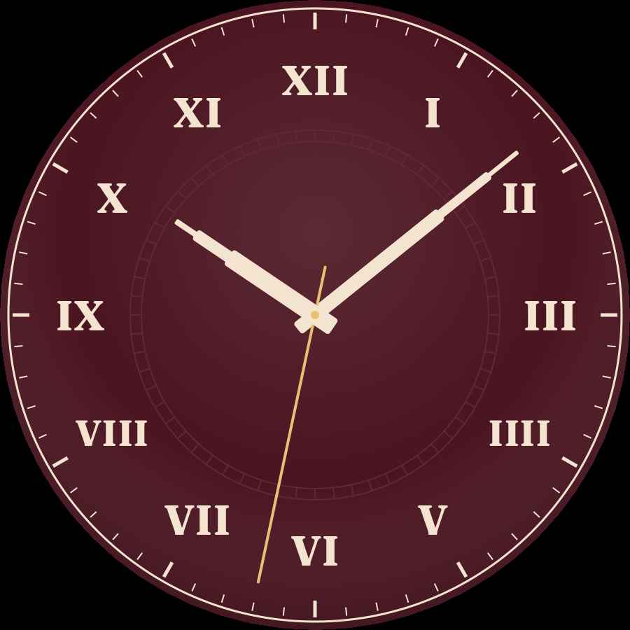 Roman watch face, Burgundy theme