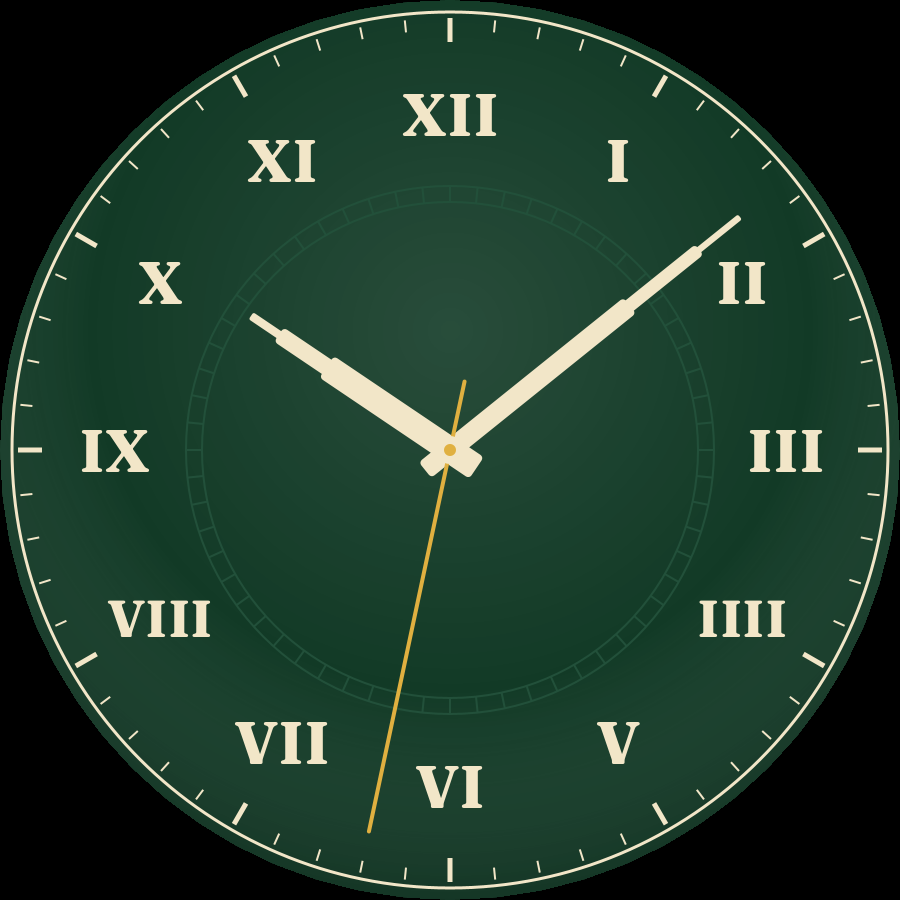 Roman watch face, Racing green theme