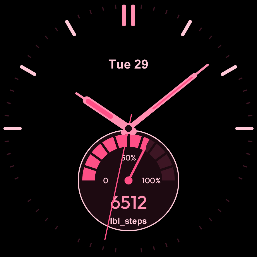 Step Hybrid watch face, Rose theme