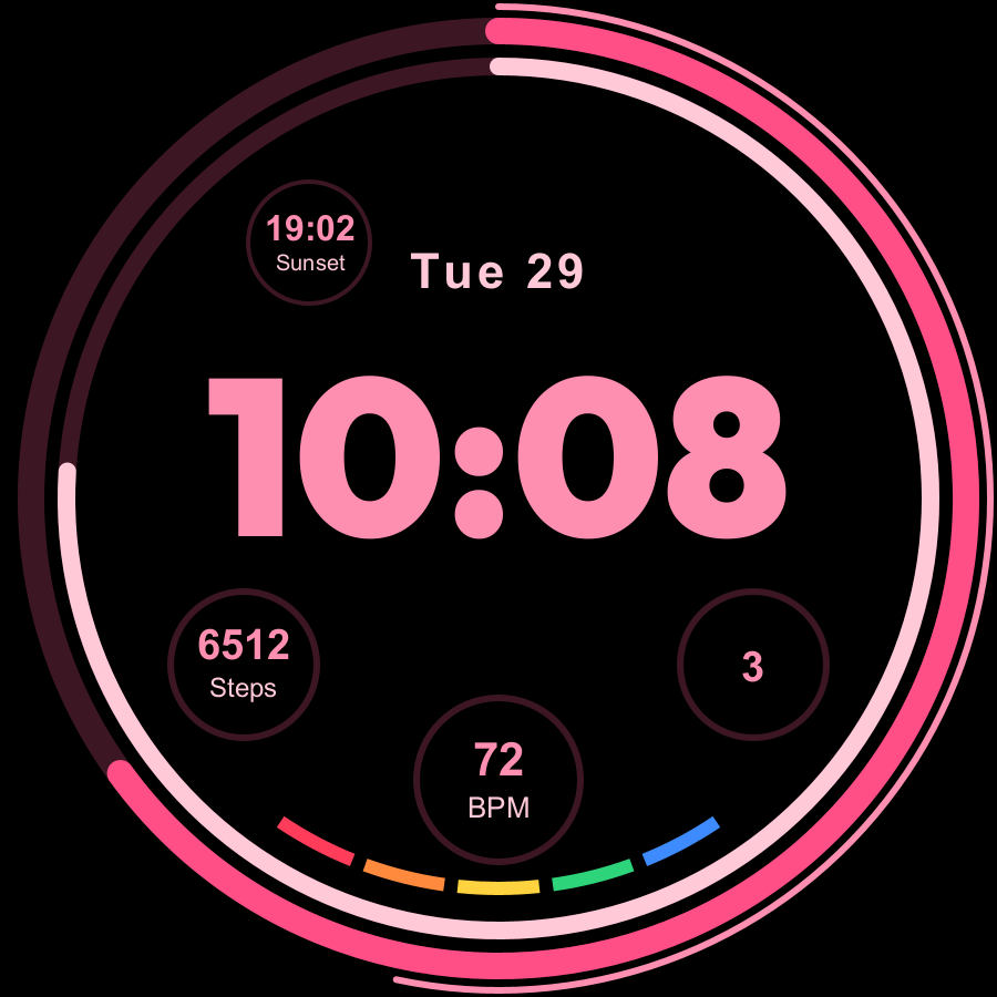 Pulse Pro watch face, Rose theme